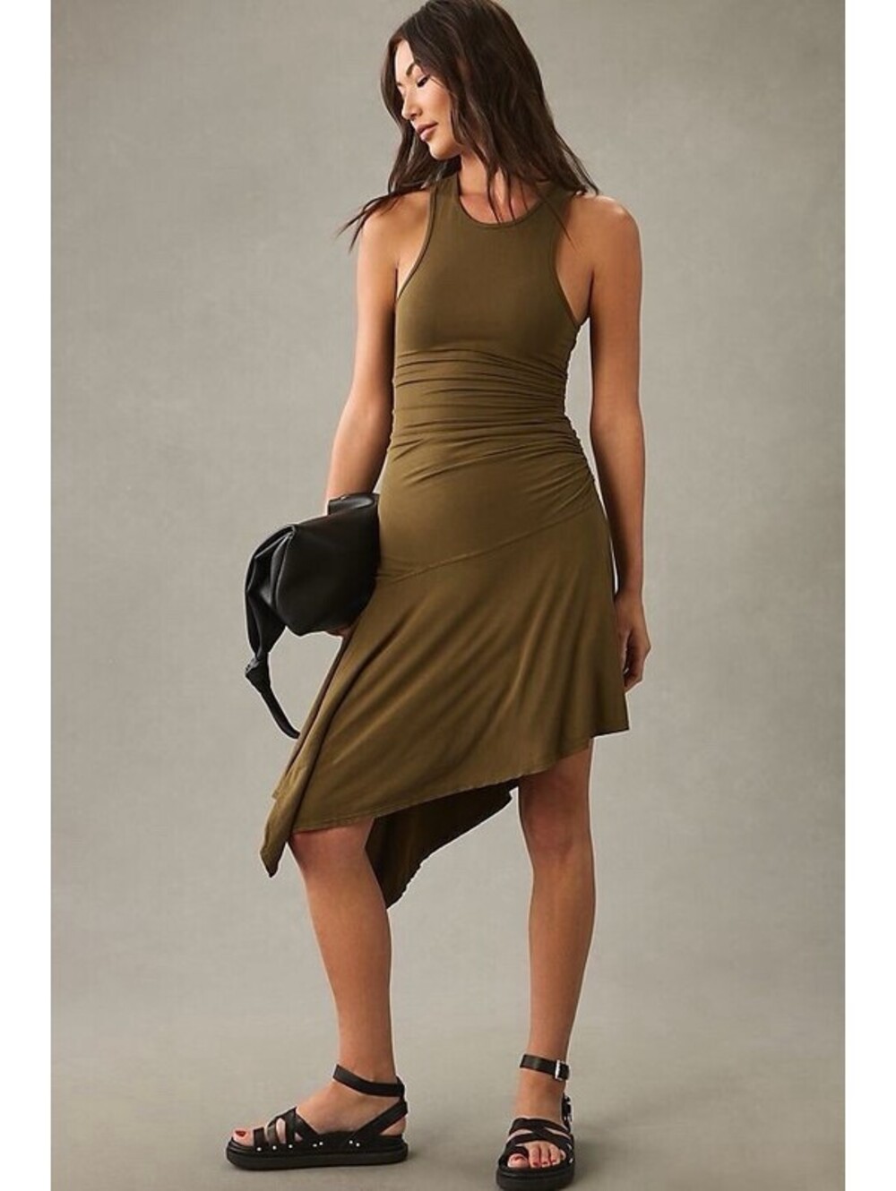 Daily Practice by Anthropologie Sleeveless Side-Ruched Dress Sz XL NWT